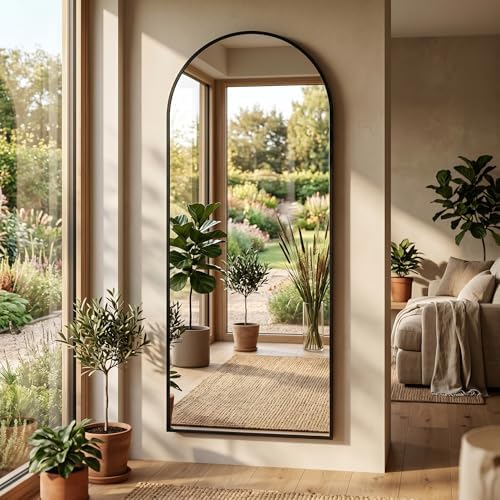 58"x19" Floor Mirror Full Length, Arched Full Length Mirror with Stand, Full Body Mirrors for Bedroom Living Room or Cloakroom Black - Image 5