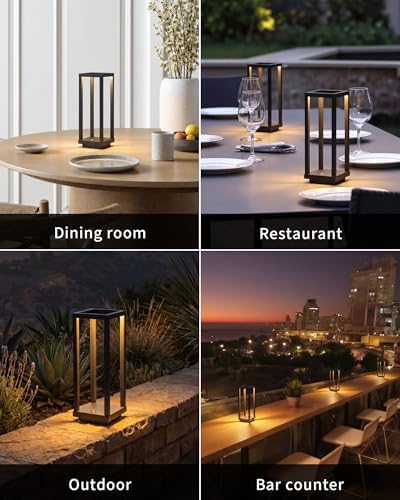 PUSU Cordless Waterproof Table Lamps Set of 2, Black LED Outdoor Desk Lamp - Image 6
