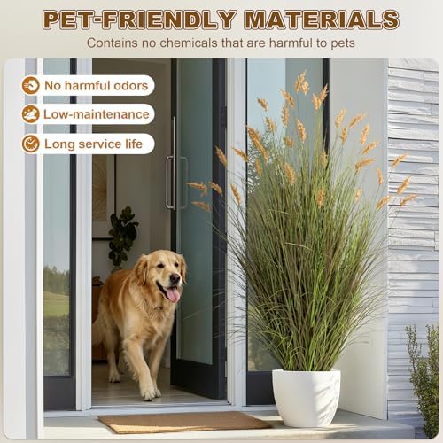 Lifelike Faux Plastic plantas Synthetic Pampas Grass Indoor Outdoor Realistic Floor Plants pet Friendly Artificial Grass for Home Office Wedding Patio Front Fake Grass Decor Housewarming Gift - Image 2