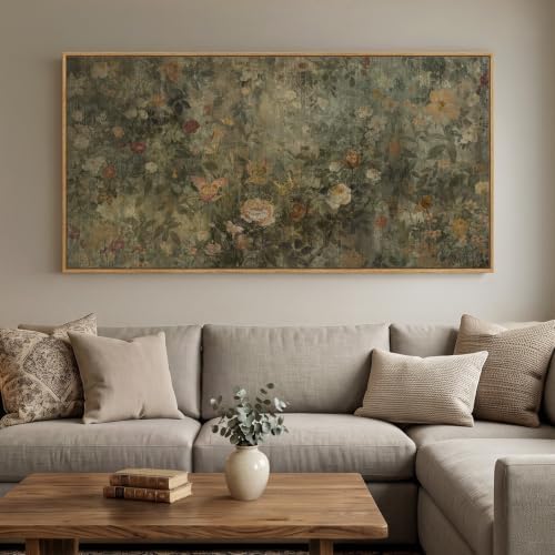 Extra Large Framed Vintage Rustic Floral Wall Art for Living Room, 60x30 In by MXART
