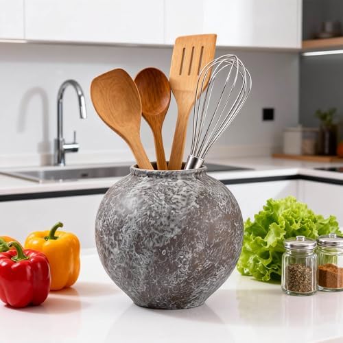 Rustic Ceramic Vintage Farmhouse Vase for Decor (Small Brush Black) - Image 5