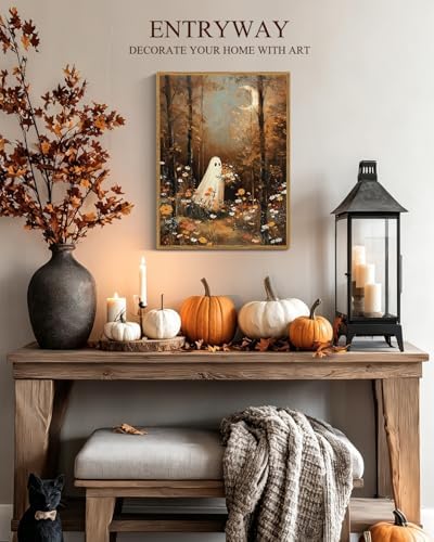 InSimSea Halloween Ghosts Wall Art Decor, Fall Vintage Wildflowers, 12x16in - Image 2