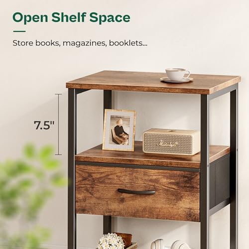 Huuger Nightstand Set of 2, Night Stand with Fabric Drawer, Mesh Shelf - Image 7