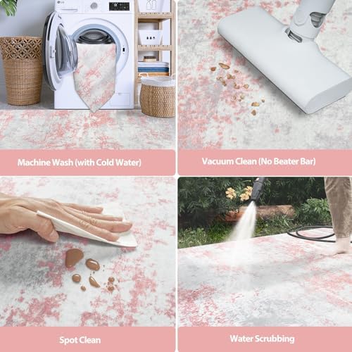 Aelenmu 9x12 Area Rugs for Living Room Washable Bedroom Dining Room Pink - Image 5