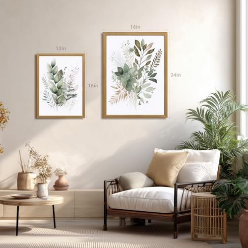 LLEEMPI Sage Green Botanical Wall Art Set of 3, 12x16 Wood Framed Prints - Image 4