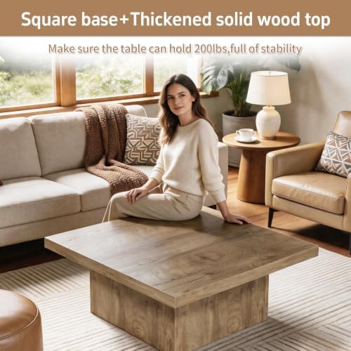 Square Coffee Table,Wooden Living Room Table,Center Table with a Large Tabletop,35.4" x 35.4",for Small Spaces, Apartments, Living Rooms, Vintage Brown - Image 5