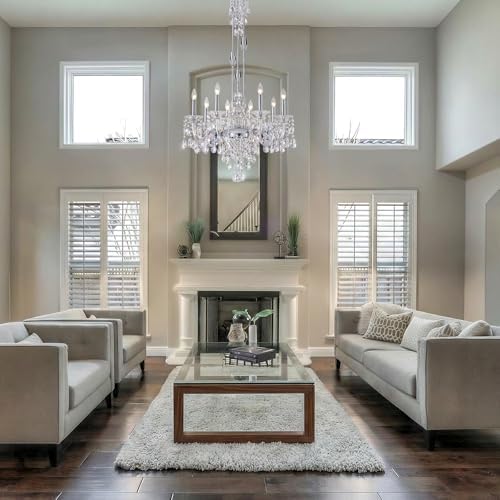 8-Light Maria Theresa Crystal Chandelier, Chrome Dining Room Light Fixture for Entryway & Living Room, Adjustable Height, E12 Base - Image 6