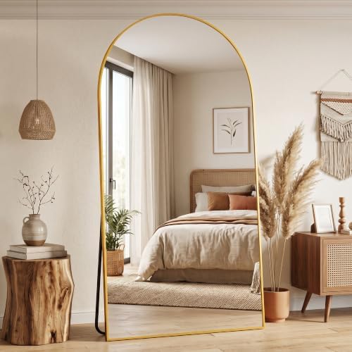90"x46" Arched Full Length Mirror, Large Floor Mirror, Gold - Image 3