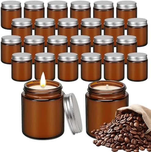24 PCS 6oz Bulk Mini Scented Soy Candles Gift Set, Coffee Aromatherapy Mason Jar Candles, Long-Lasting Relaxing Candle Favors, Ideal for Home Decor & Holiday Wedding Bulk Gifts by Trxvxo