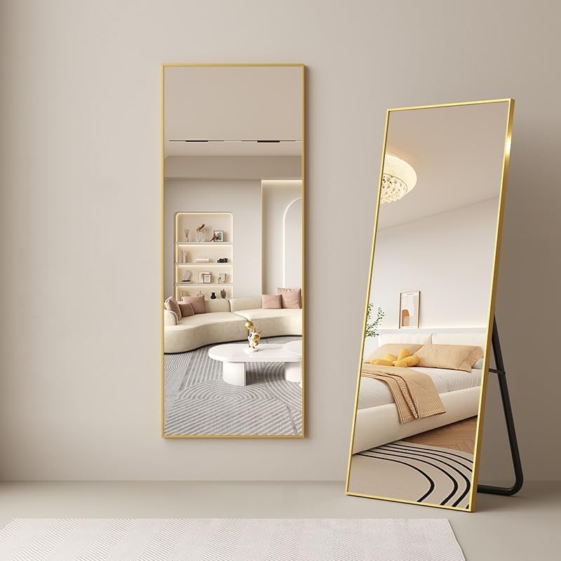 Dewfig Mirror Full Length, 64"X21" Floor Mirror, Rectangle Shape, Gold by YourSpacePerfectlyReflected