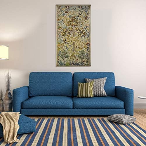 European Summer Quince by William Morris | Woven Tapestry Wall Art Hanging | Fruit Tree with Swirling Acanthus Leaf Design | 100% Cotton USA Size 64x34 - Image 2