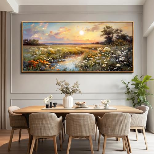 hyidecorart Large Framed Wall Art, Landscape Wall Art, Nature Wall Decor, Wildflowers Scenery Painting Prints, French Country Pictures for Living Room Bedroom Modern Farmhouse Decorations 32x72 In - Image 4