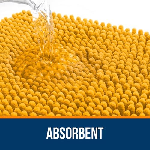 OLANLY Bathroom Runner Rugs 44x24, Soft Absorbent Chenille Bath Rugs, Rubber Backing Quick Dry, Machine Washable Long Bath Mats for Bathroom, Tub and Shower, Home Decor Accessories, Golden Yellow - Image 4