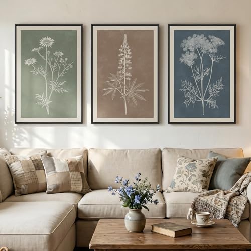 Large Framed Boho Botanical Wall Art for Living Room, 3 Piece 24x36 In by Cuspin