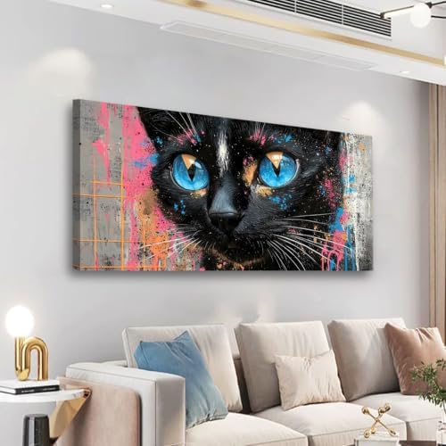 Black Cat Canvas Wall Art Animal Wall Decor Modern Street Art Perfect for Living Rooms Bedrooms and Offices Ready to Hang Right Out of the Box 20x40 In - Image 6