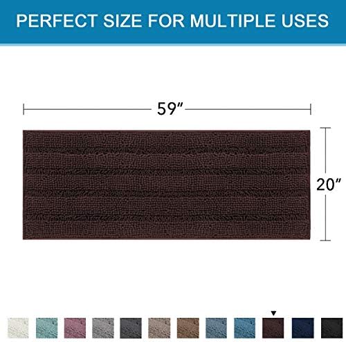 H.VERSAILTEX Bathroom Rugs Bath Mat Runner Rug Non Slip Kitchen Rug Extra Long Bath Rug Runners Oversized 59" x 20" Absorbent Washable Dry Fast Plush Area Rug for Bathroom/Bedroom - Chocolate - Image 2