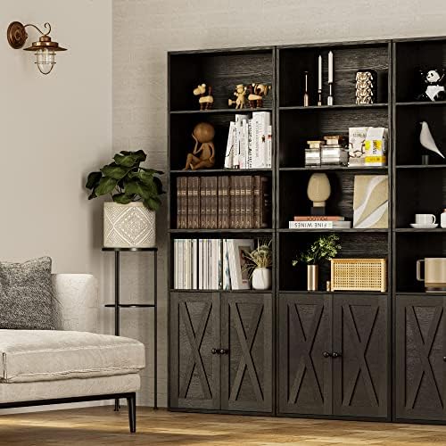 IRONCK Industrial Bookshelves and Bookcases with Doors Floor Standing 6 Shelf Display Storage Shelves 70 in Tall Bookcase for Home Office, Living Room - Image 5
