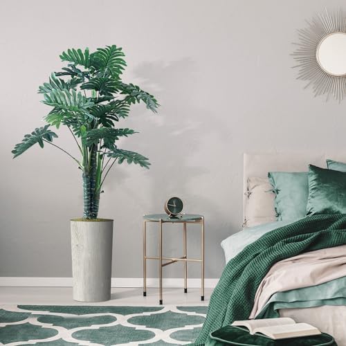 Artificial Tree in Modern Swirl Pattern Planter, Fake Philodendron Tree Silk Tree for Indoor and Outdoor Home Decoration - 70" Overall Tall (Plant Pot Plus Tree) - Image 5
