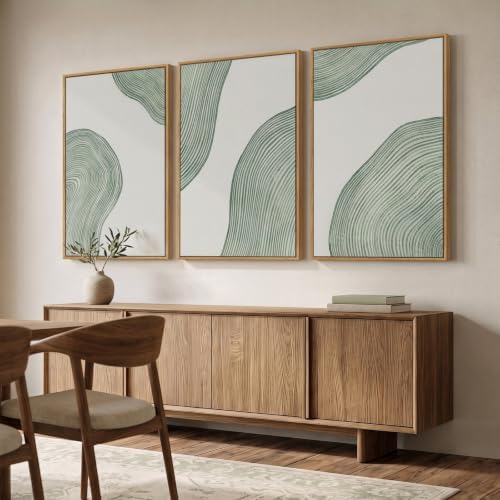 Large Framed Sage Green Abstract Wall Art for Living Room, 3 Piece 24x36 In - Image 2