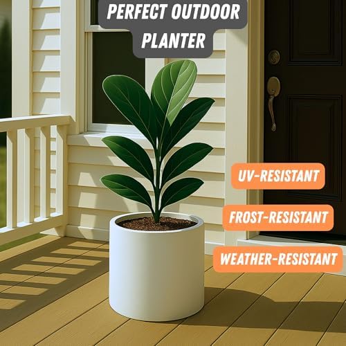 Fox & Fern Large Planter for Indoor or Outdoor, White Matte, 8 Inch - Image 5