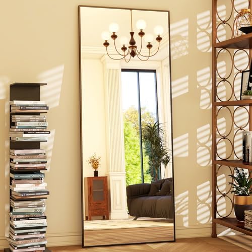 GLSLAND 64"x21" Full Length Mirror, Full Body Mirror with Stand,Black - Image 3