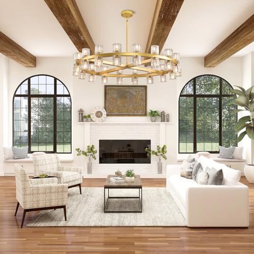 36" K9 Crystal Chandeliers, Gold Round Chandelier for Dining Room, Living Room, Dining Chandelier Over Table, Sutable for Bedroom,Foyer, Entryway, Stairs, Kitchen Includes Bulbs - Image 4