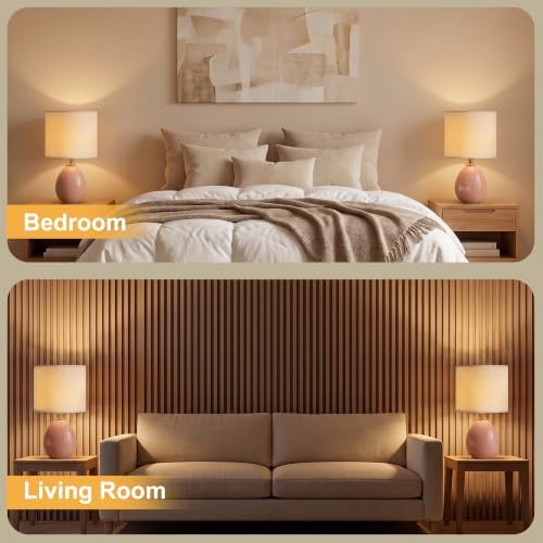 Dawnwake 17.7" Ceramic Table Lamps Set of 2 for Living Room Bedroom, Pink - Image 5