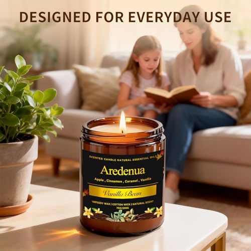 Vanilla Bean Odor Eliminating Candles, 7 oz Soy Scented Candle - Image 5