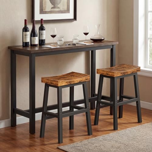 WINAZ Rustic Bar Stools, 24 Inch Barstools, Counter Height Stools with Footrest, Wooden Stool for Kitchen Island, Heavy Duty Backless Chair for Dining Table Farmhouse Outdoor 1 PC - Image 4