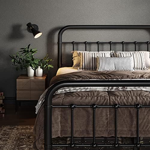 Allewie Full Metal Bed Frame with Victorian Iron-Art Headboard, Black - Image 4