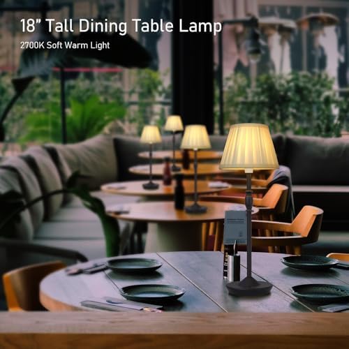 Cordless LED Touch Lamp with Dimmer Portable Small Table Lamp, 18" 2700K Rechargeable Battery Light for Bedside, Dining Room, Bedroom Lamp, Patio, Bar, Night Light, Bathroom (Sand Black) - Image 2
