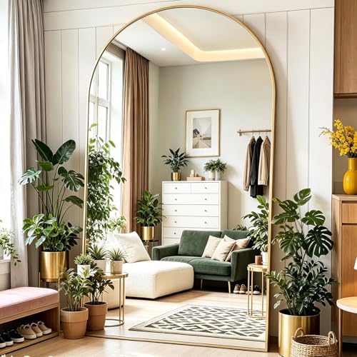 DMWOODFL 46"x90" Extra Large Arched Full Length Gold Mirror - Aluminum Alloy Frame, Standing/Leaning/Wall Mounted, Modern Home Decor for Bedroom, Living Room, Cloakroom by DMWOODFL