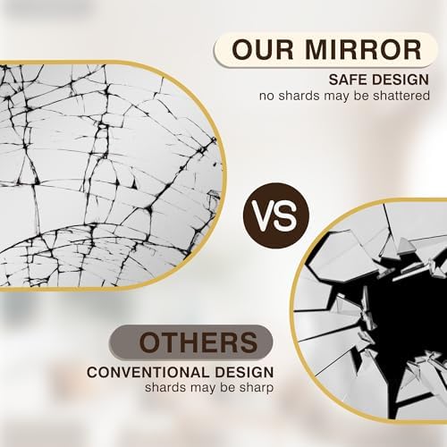 FICTOR 30" x 32" Arched Bathroom Vanity Mirror for Over Sink, Gold - Image 6