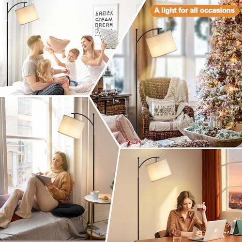 Ambimall 60" Floor Lamp with Remote and Stepless Dimmable Bulb, Grey Shade - Image 5