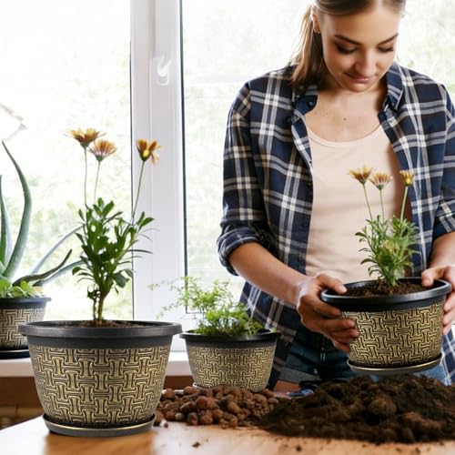 Nooulap 8 Inch Plant Pots, 4 Pack Flower Pot Outdoor - Image 6