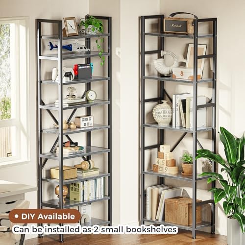 SUPERJARE Triple Bookshelf, Bookcase with 14 Open Display Shelves, Wide Book Shelf Book Case for Home & Office, 5 Tier, Grey - Image 4