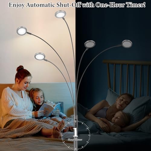 Bairth LED Arc Floor Lamp with Remote,2250LM Dimmable Floor Lamp with Timer - Image 5