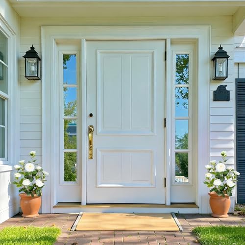 Nafresh 2FT Lush Artificial White Camellia Tree Outdoor 2 Pack, 24inch Faux Camellia Plant, Fake Camellia Flowers Tree for Indoor Outdoor Living Room Home Patio Front Door Garden Decor - Image 2