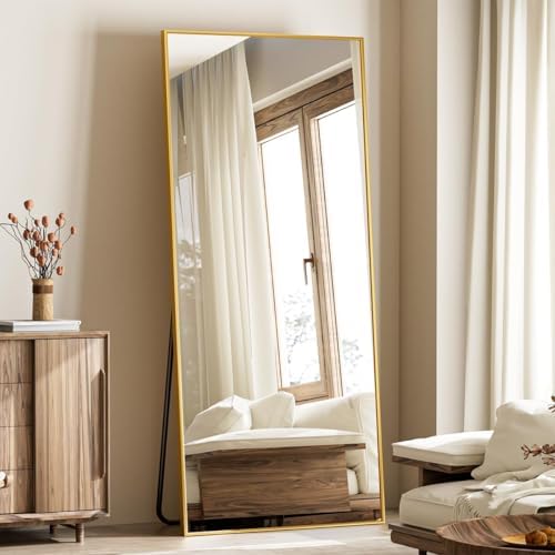 VooBang Mirror Full Length, 24" x 65" Floor Mirror with Stand Gold by VooBang