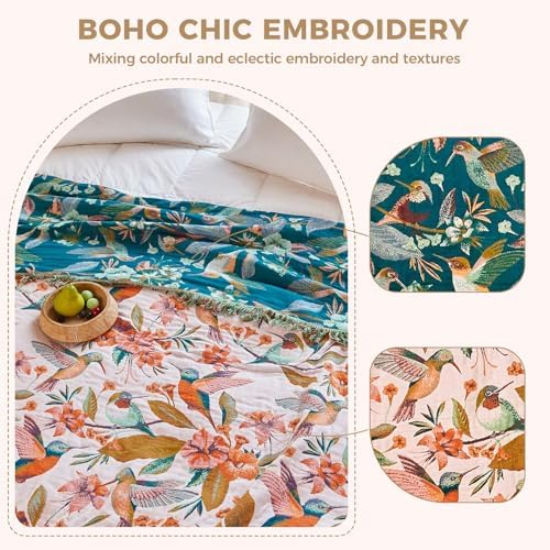 LUTBM Boho Throw Blanket for Bed 60"x80", 100% Cotton Soft Couch Blankets - Image 3