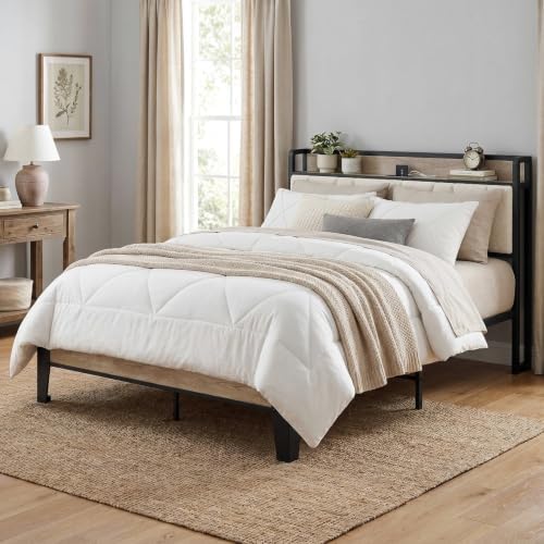 LIKIMIO Queen Bed Frame with Storage Headboard and Charging Station - Image 3