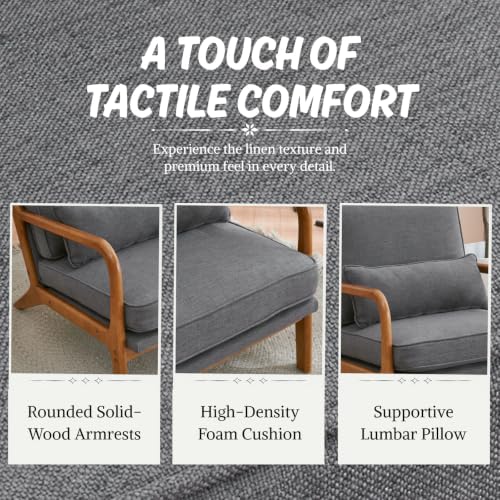 Karl home Mid-Century Modern Accent Reading Chair, Grey - Image 5