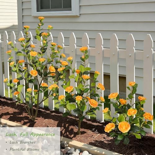 Nafresh 3FT Lush Artificial Orange Camellia Tree Outdoor 2 Pack, 36inch Faux Camellia Plant, Fake Camellia Flowers Tree for Indoor Outdoor Living Room Home Patio Front Door Garden Decor - Image 4