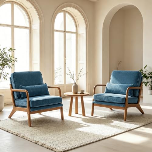 Karl home Mid-Century Modern Accent Reading Chair, Blue - Image 6
