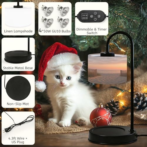 Candle Warmer Lamp with Timer Beach Cape Cod Sunset Sea Sky Sand Fence Grass Photography Dimmable Wax Warmer with 4 Bulbs for Jar Candles Women Birthday Gifts House Warming New Home Decor - Image 5