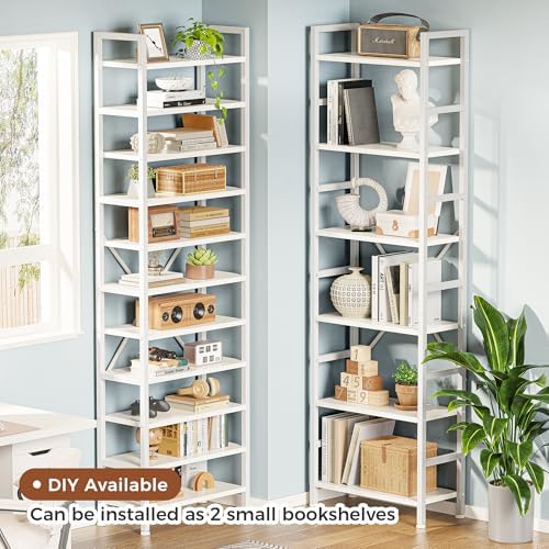 SUPERJARE Triple Bookshelf, Bookcase with 17 Open Display Shelves, Wide Book Shelf Book Case for Home & Office, 6 Tier, White - Image 4