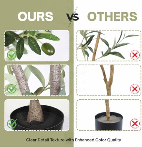 6FT Artificial Olive Tree, Faux Plants Indoor, Fake Tree with Black Pot - Image 4