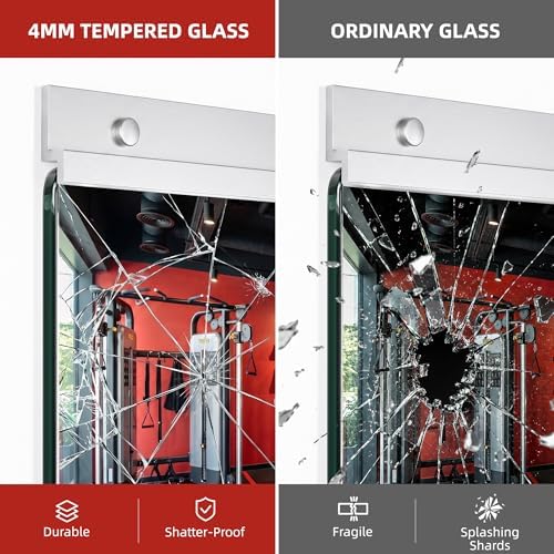 Home Gym Mirror for Wall, 48"x28"-2PCS Frameless Tempered Glass Mirror - Image 3