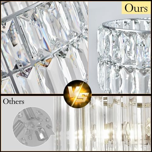 CATINER Chrome Crystal Chandelier 20" 6-Light Modern Semi Flush Pendant - Image 4