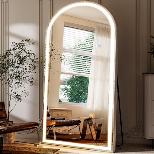 GLSLAND LED Arched Full Length Mirror, 76"x34" Lighted Full Body Mirror by GLSLAND